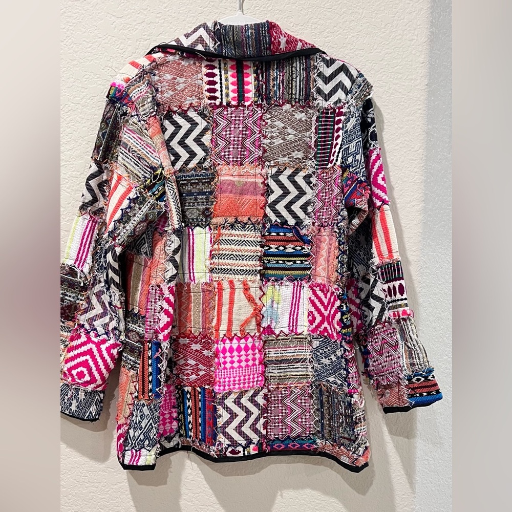 TooFan Patchwork Quilted Jacket | 100% Cotton | Wood Buttons | Medium - Picture 3 of 11